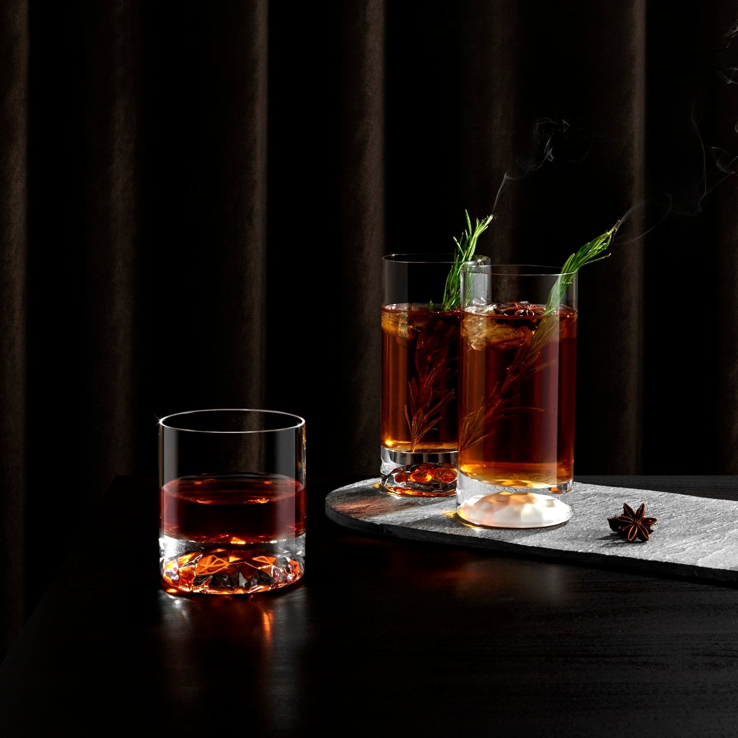 Club Set of 4 High Ball Glasses Medium with Ripple Effect