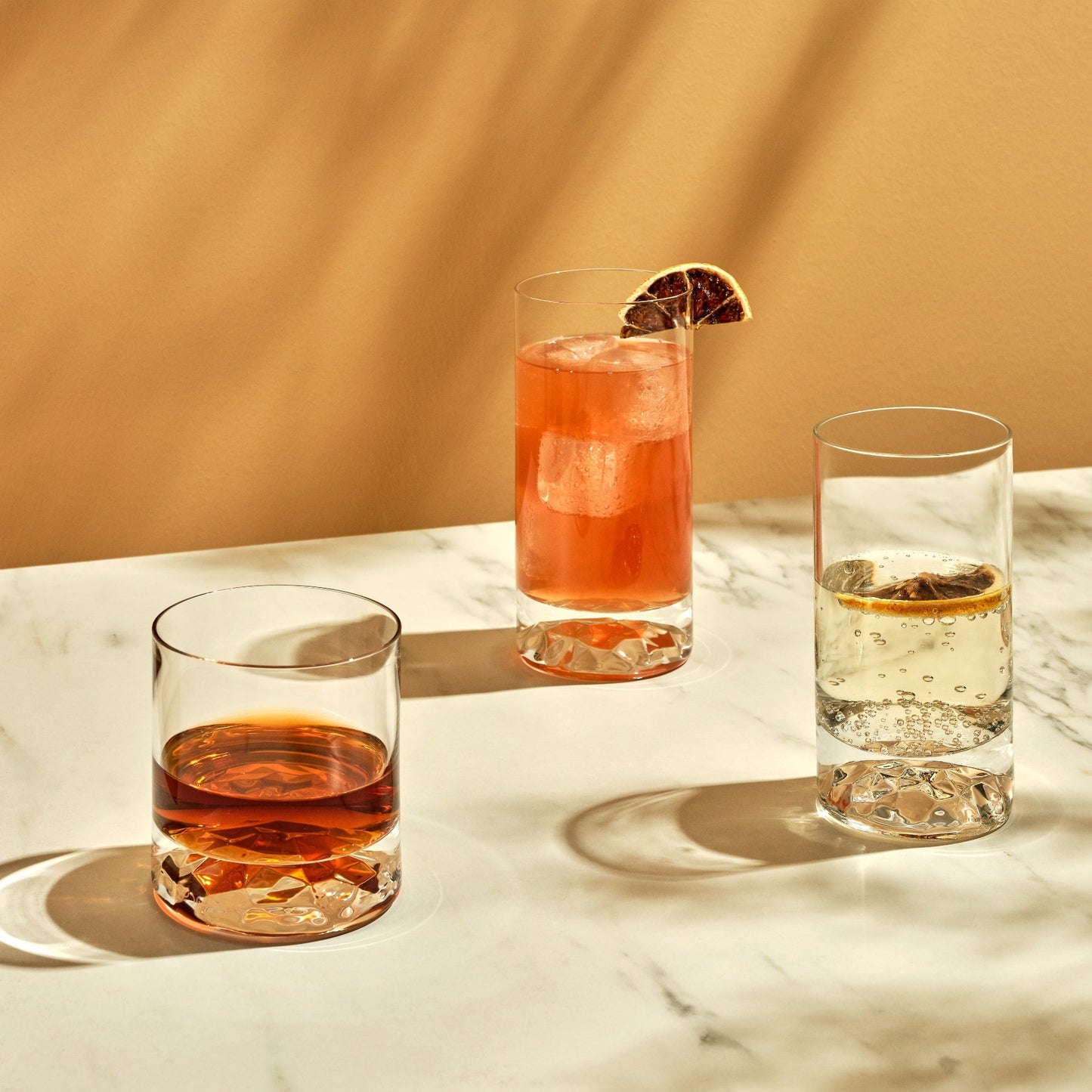 Club Set of 4 High Ball Glasses Small with Ripple Effect