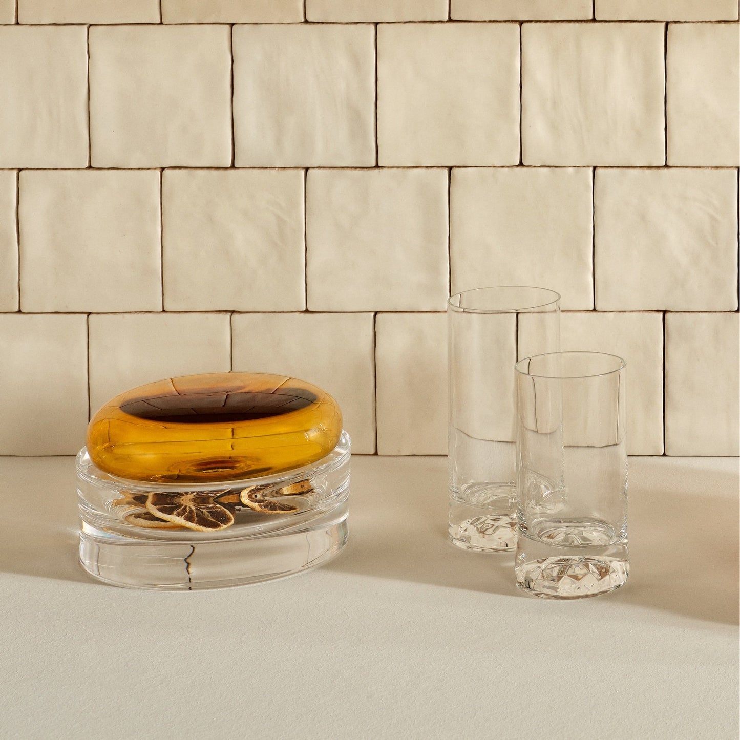 Club Set of 4 High Ball Glasses Medium with Ripple Effect