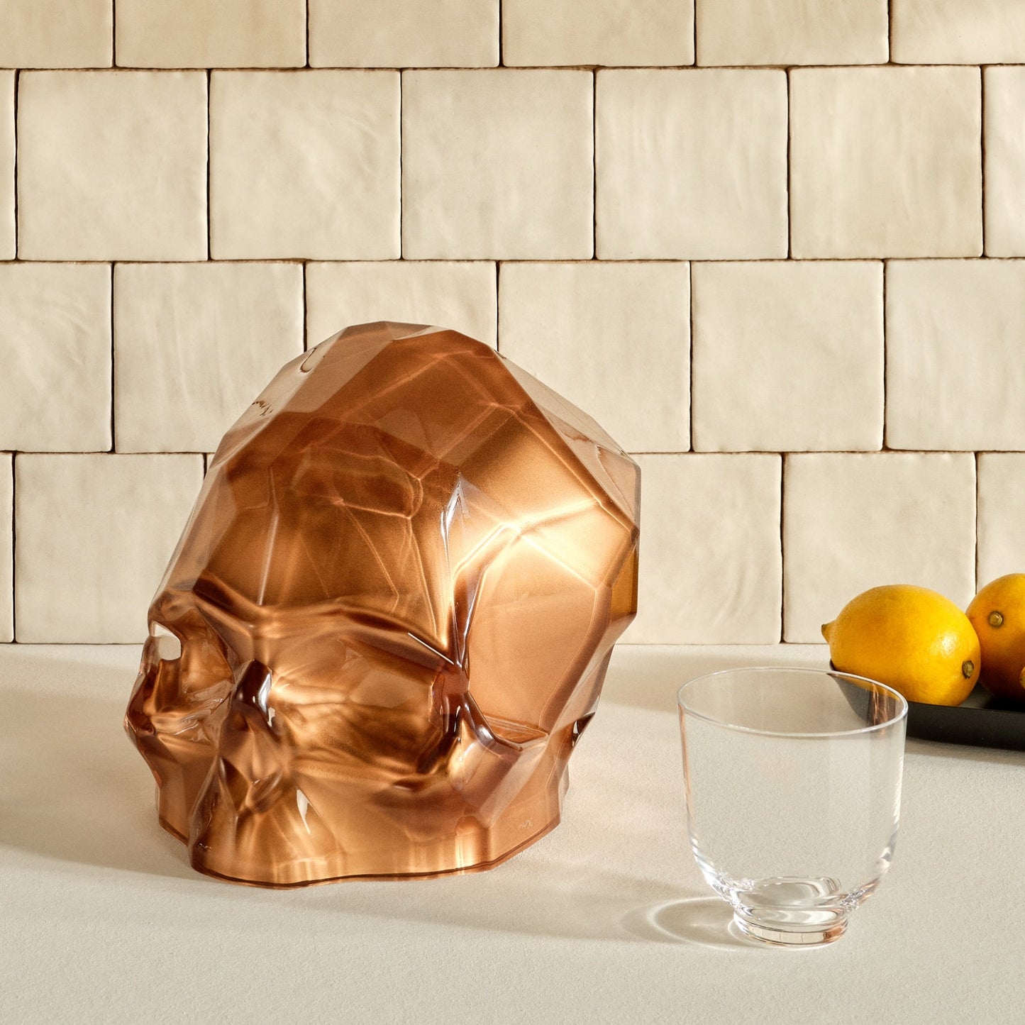 Memento Mori Faceted Skull Copper Large