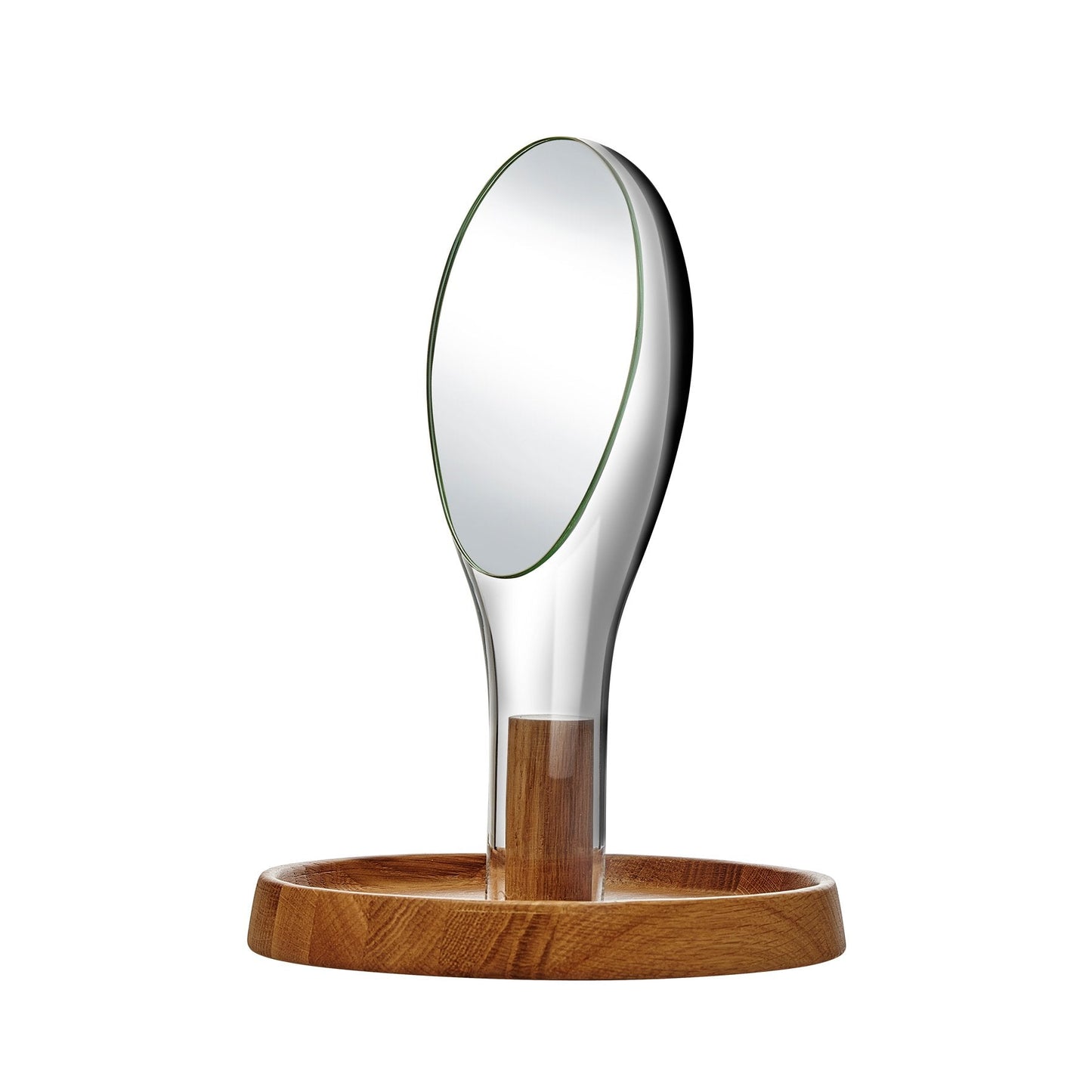 Moon Mirror with Oak Stand