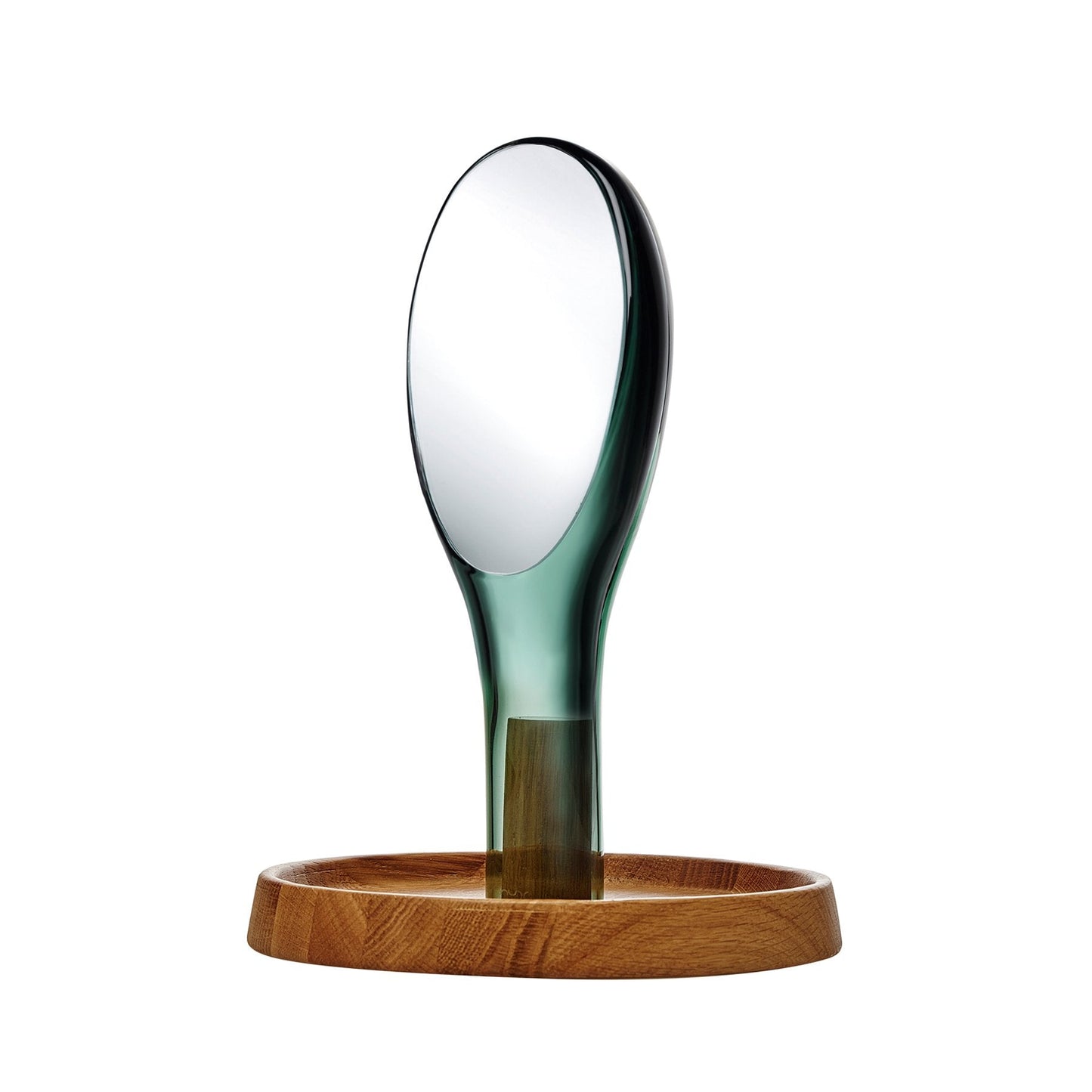 Moon Mirror with Oak Stand